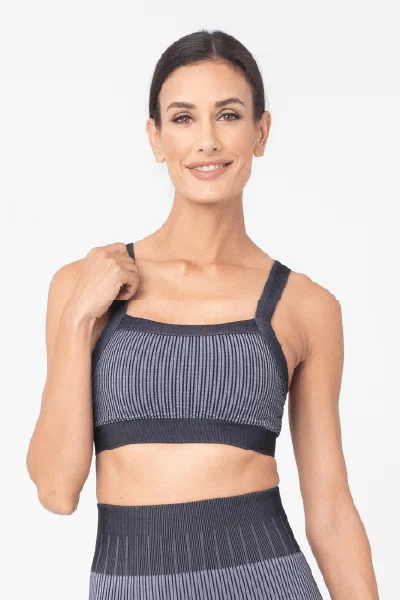 Soft, Stretchy, And Super Affordable Yoga Wear Ribbed Seamless Bra, Black (Whisper)