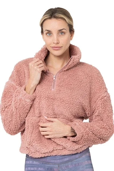 Affordable Activewear Designed For Movement Sherpa 1/4 Zip, Mauve (Whisper)