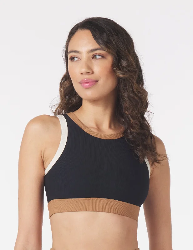 Master Every Pose With Premium Yoga Wear Deals Socialite Bra: Black Oatmilk/Almond Contrast Master Every Pose With Premium Yoga Wear Deals Socialite Bra: Black Oatmilk/Almond Contrast