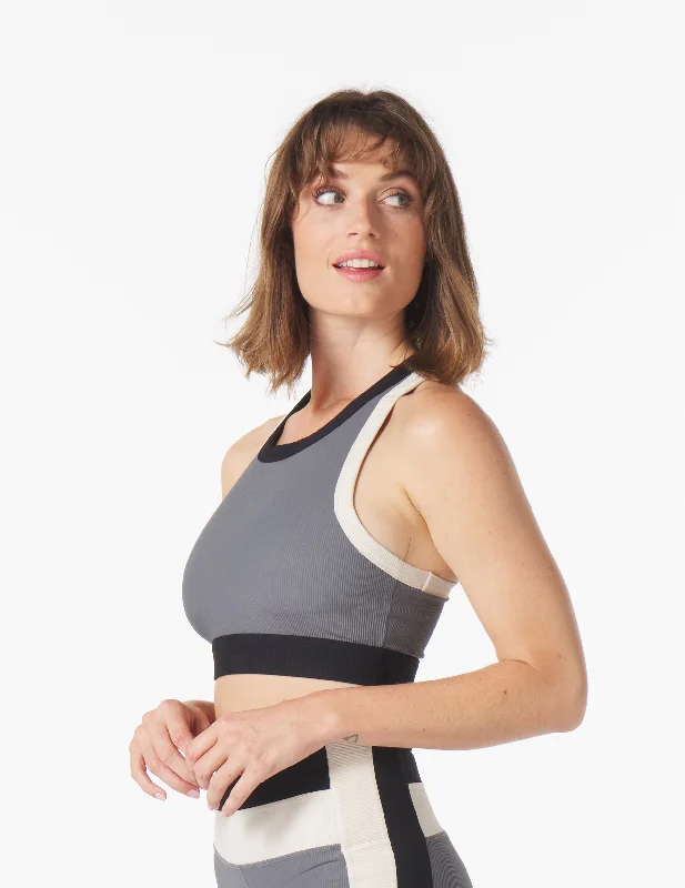 Limited-Time Savings On Yoga Leggings And Tops Socialite Bra: Carbon/Oatmilk/Black