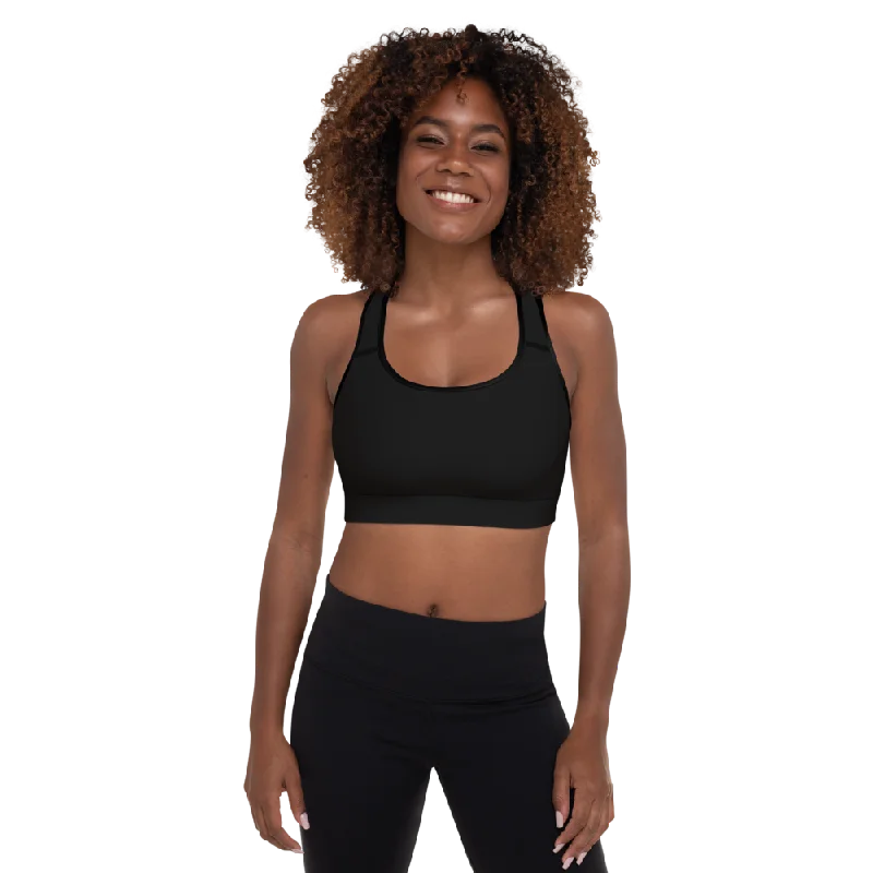 Breathe, Stretch, And Save On Yoga Apparel Solid Black Womens Padded Sports Bra