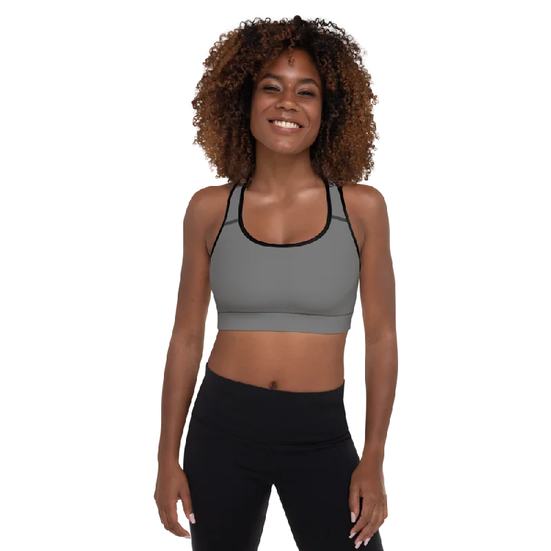 Yoga Wear At Unbeatable Prices Solid Grey Womens Padded Sports Bra