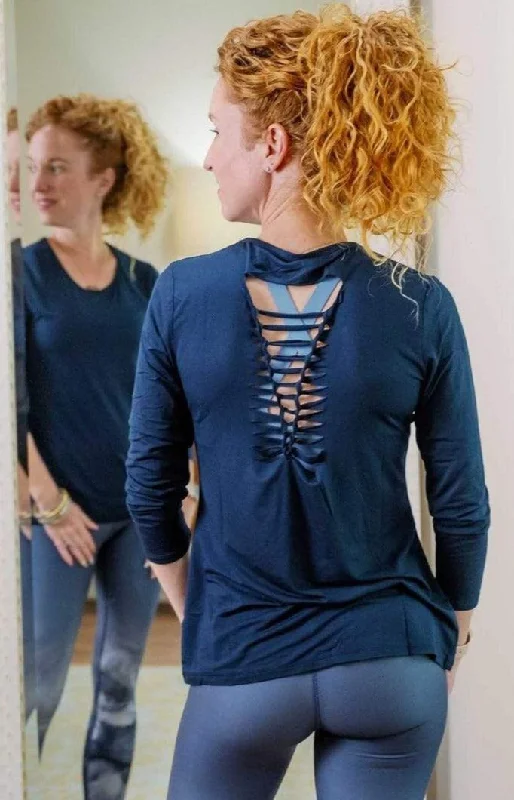 Namaste And Save On Yoga Apparel Stella 3/4 Sleeve, Navy (Vie Active)