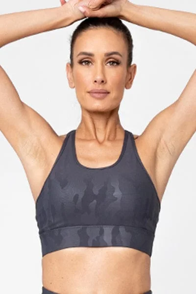 Upgrade Your Yoga Wardrobe For Less Tasha Bra, Matte Black Camo (Sol and Mane)