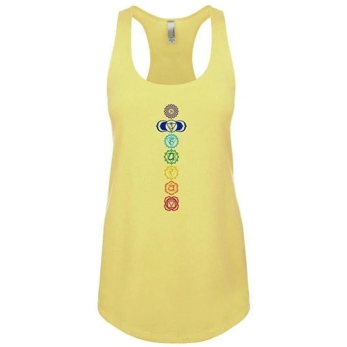 Your Go-To Yoga Outfits Now More Affordable Womens 7 Colored Chakras Racer-back Tank Top Your Go-To Yoga Outfits Now More Affordable Womens 7 Colored Chakras Racer-back Tank Top