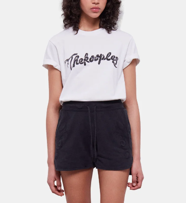 Namaste And Save On Yoga Apparel Black Fleece Shorts With Western-style Embroidery