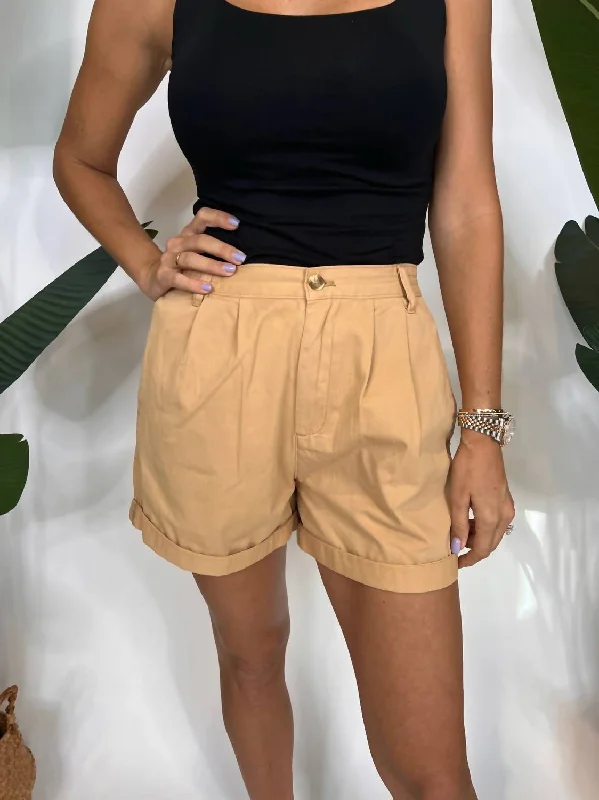 Find Balance In Stylish And Affordable Yoga Wear Cuff Short In Khaki
