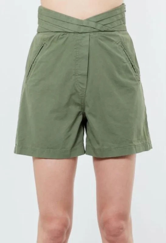 Find Your Perfect Fit With Discounted Yoga Outfits Ellena Pleated Shorts In Military Green