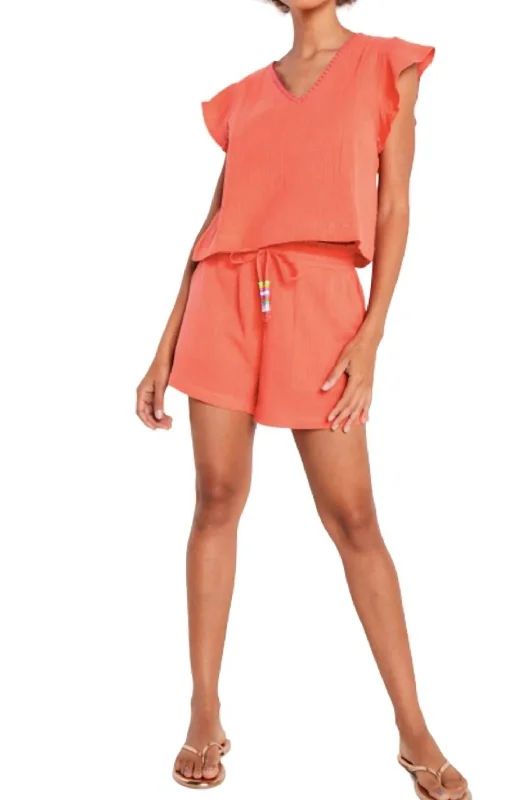 Fashionable Yoga Apparel Now On Sale Flutter Short In Hot Tamale