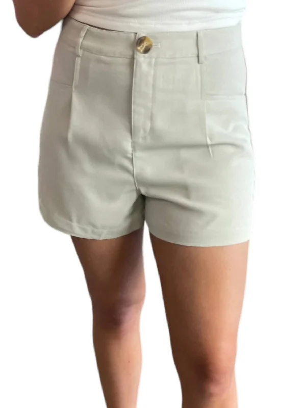 Flexibility Meets Affordability In Our Yoga Wear Sale Front Pleated Shorts In Natural Flexibility Meets Affordability In Our Yoga Wear Sale Front Pleated Shorts In Natural