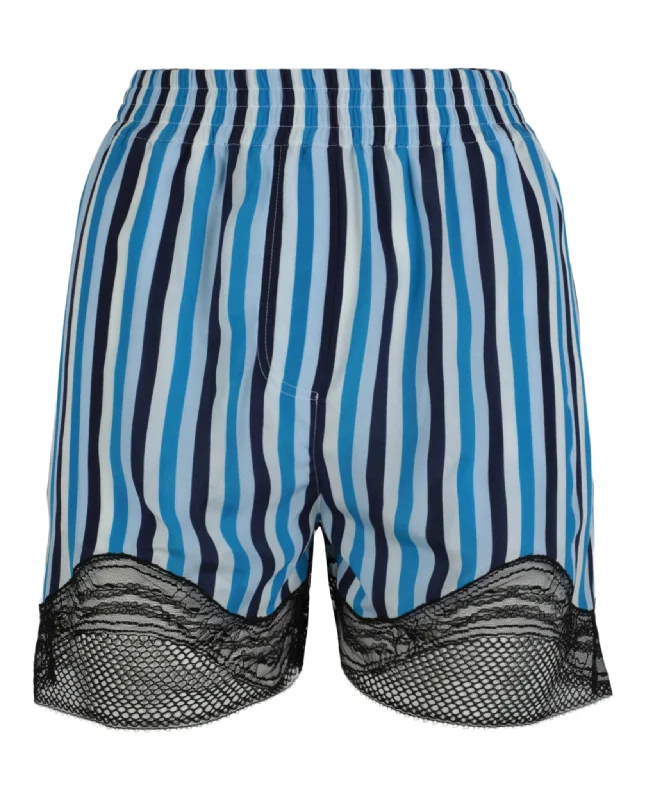 Trendy Yoga Outfits At Budget-Friendly Prices Lace-Trim Stripe Silk Shorts