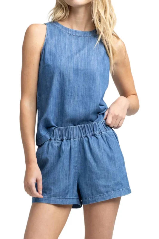 The Best Yoga Wear At The Best Prices Mary Ellen Short In Medium Wash Indigo