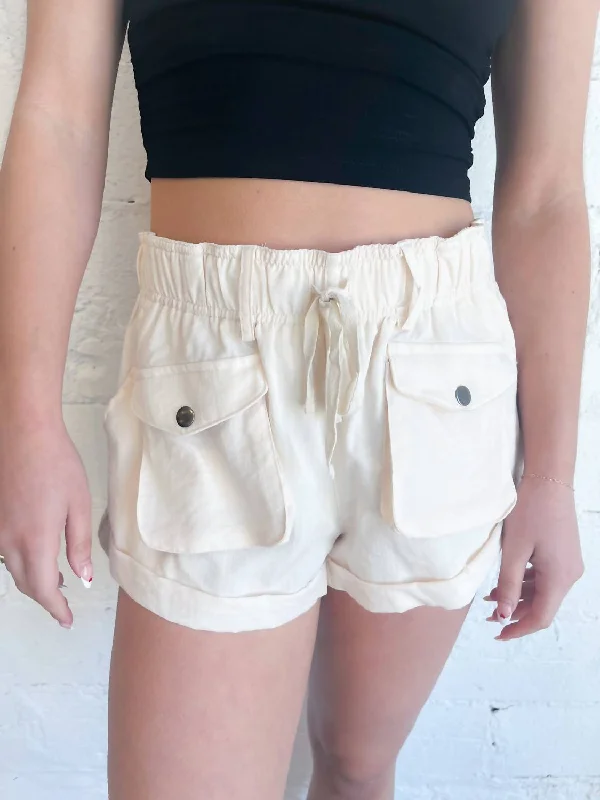 Soft, Stretchy, And Super Affordable Yoga Wear Out About Town Drawstring Shorts In White
