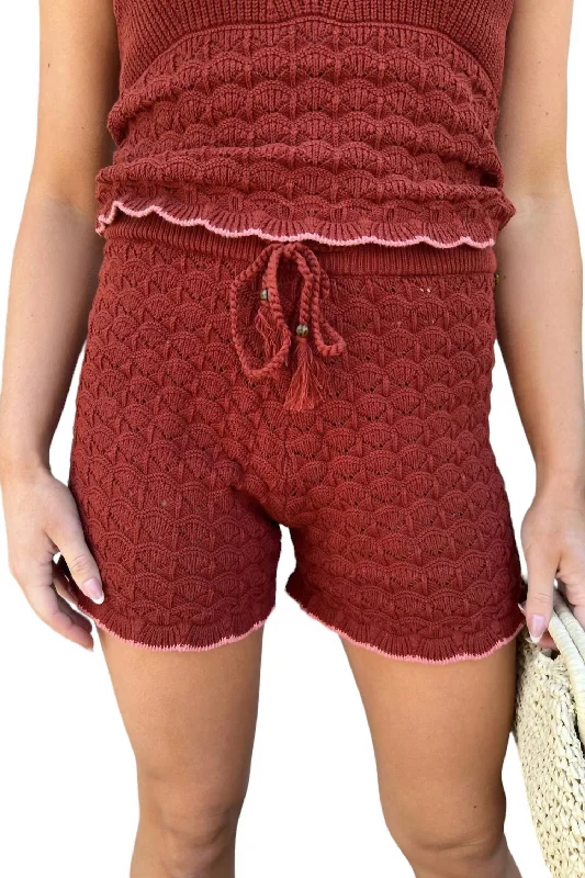 Premium Yoga Wear At Special Discounts Pointelle Knitted Short In Auburn