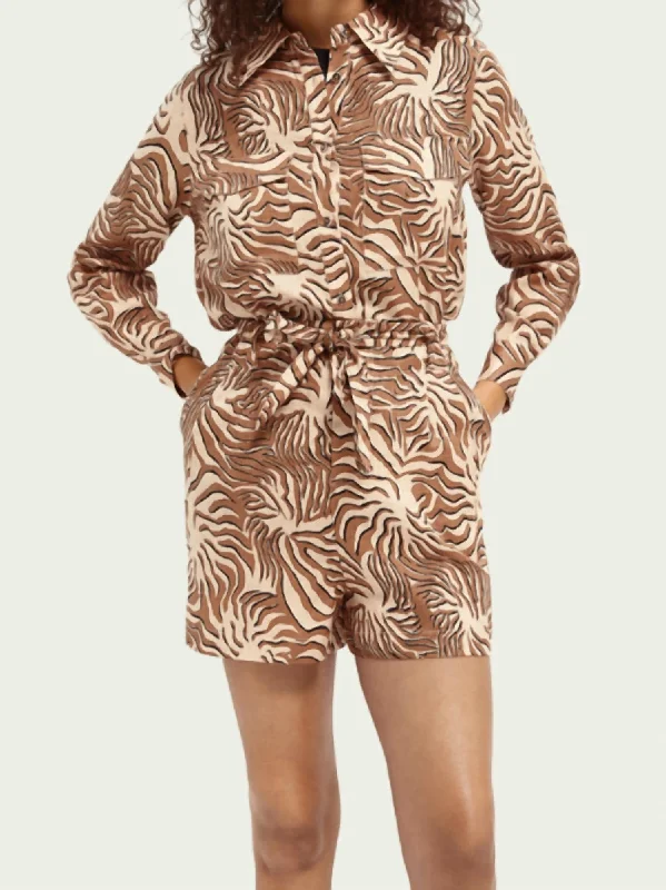 Move With Confidence In Discounted Yoga Outfits Printed Linen Shorts In Brown