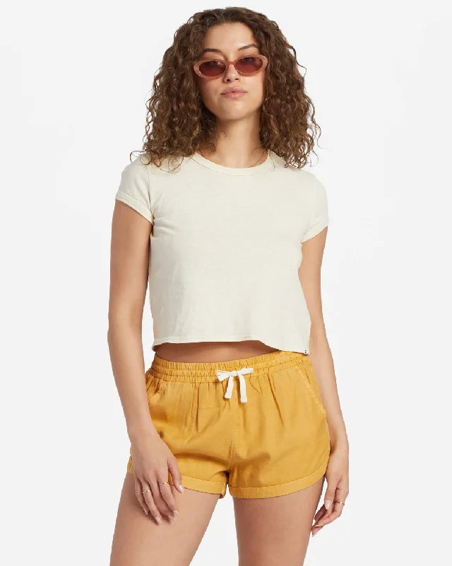 Premium Yoga Wear At Special Discounts Road Trippin Elastic Waist Shorts - Wild Honey Premium Yoga Wear At Special Discounts Road Trippin Elastic Waist Shorts - Wild Honey