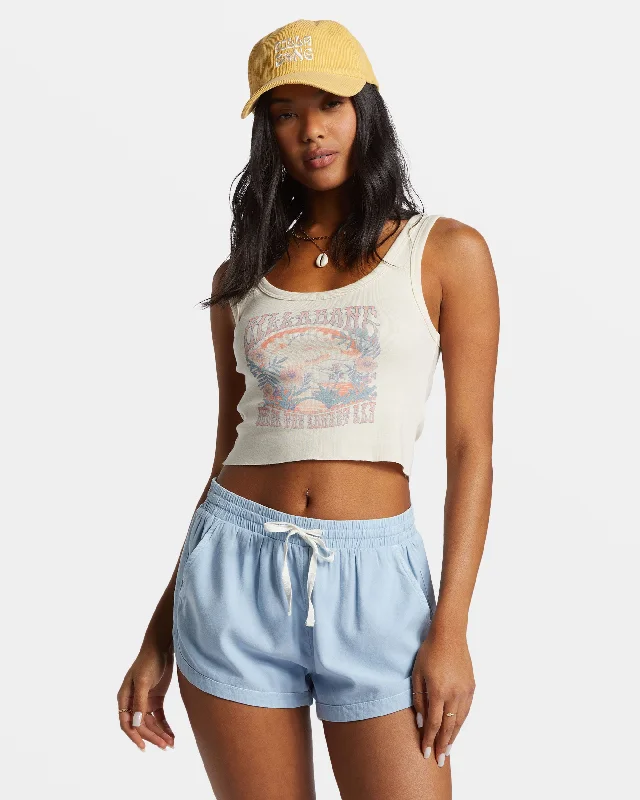 Breathable, Moisture-Wicking, And Budget-Friendly Road Trippin Elastic Waist Shorts - Washed Chambray Breathable, Moisture-Wicking, And Budget-Friendly Road Trippin Elastic Waist Shorts - Washed Chambray