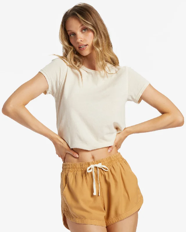 Stretch Your Limits, Not Your Wallet Road Trippin Elastic Waist Shorts - Cosmic Khaki Stretch Your Limits, Not Your Wallet Road Trippin Elastic Waist Shorts - Cosmic Khaki