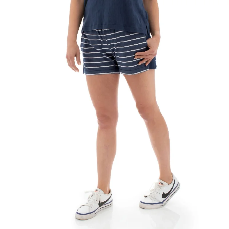 Elevate Your Practice With Affordable Yoga Wear Savita Short In Insignia Blue Stripe Elevate Your Practice With Affordable Yoga Wear Savita Short In Insignia Blue Stripe