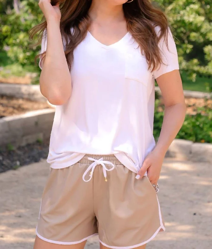 Sweat In Style With Yoga Clothing Discounts Solid Drawstring Everyday Shorts In All Natural