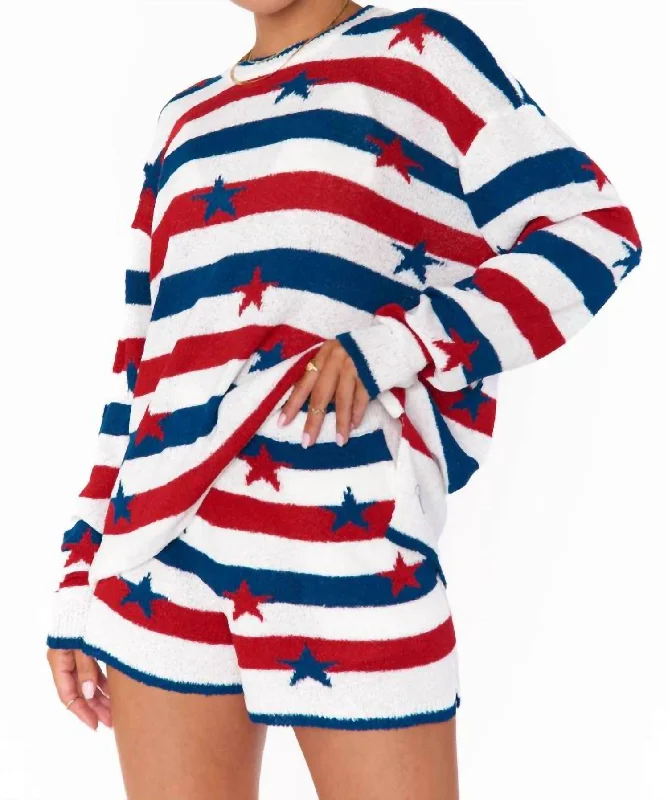 Yoga Wear That Moves With You At Lower Prices Star Spangled Boardwalk Shorts In Blue/red Yoga Wear That Moves With You At Lower Prices Star Spangled Boardwalk Shorts In Blue/red