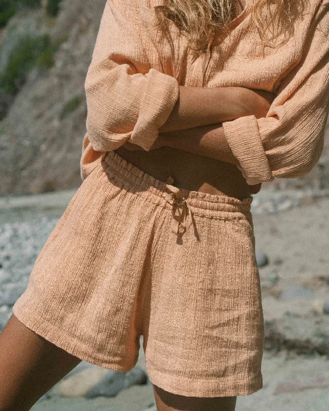 Premium Yoga Wear At Special Discounts Sunset Elastic Waist Shorts - Baked Clay